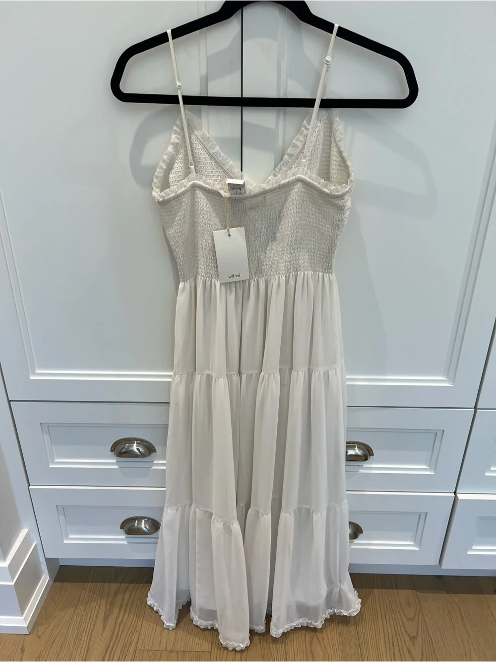 Aritzia Wilfred Tuberose - White Smocked Bodice Midi Dress - Picture 2 of 4